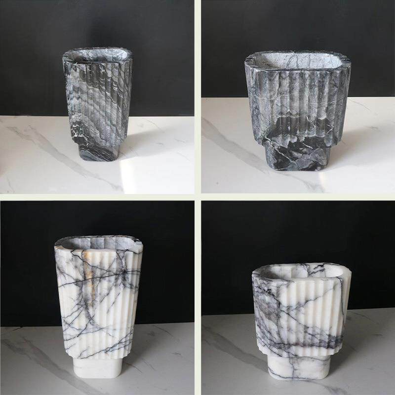 现代简约天然大理石花器花艺饰品样板间售楼处茶桌电视柜客厅软装