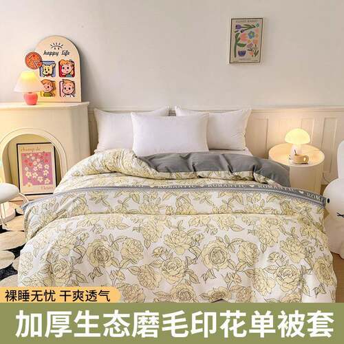 高级感加厚生态磨毛单被套2024新款四季通用被套两件套床上用品