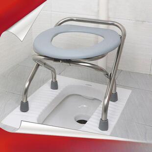 坐便椅老人孕妇坐便器折叠厕所椅家用不锈钢座便器如厕神器瑞之银