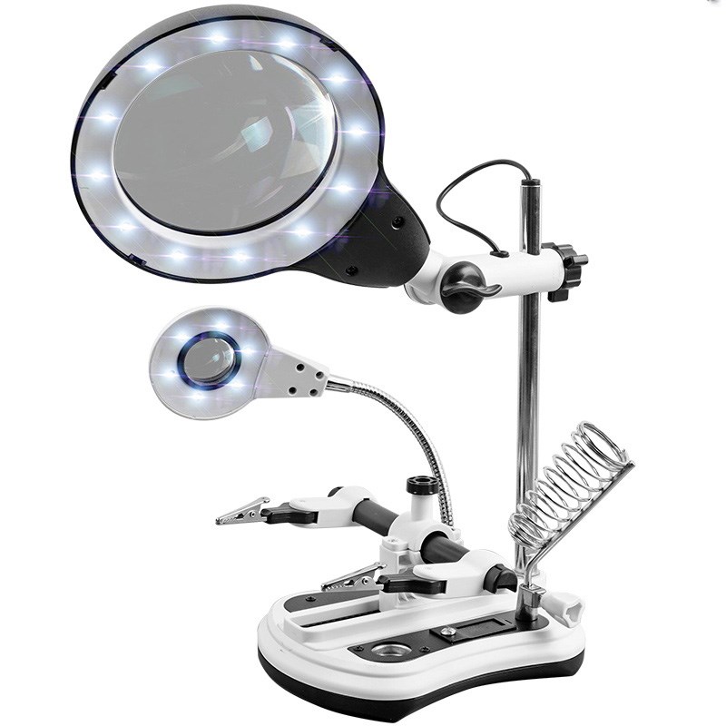 台式放大镜带灯高清10倍电子维修钟表专用手机电路板焊接微雕模型