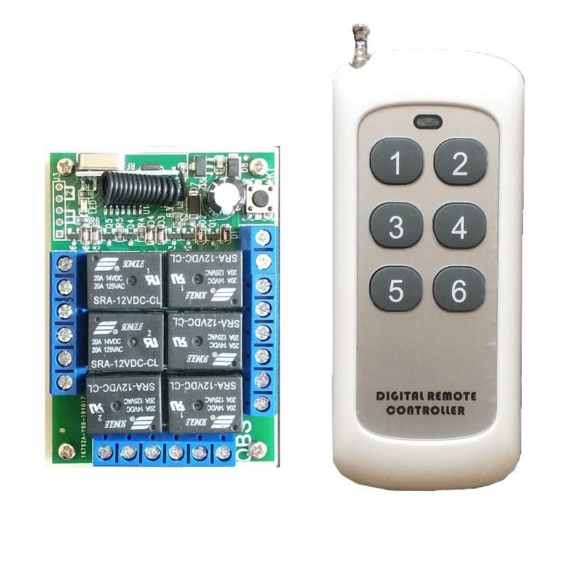 5V12V24V2路4路6路12路智能学习型RF无线遥控开关接收模块控制器