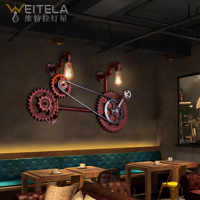 复古怀旧工业壁灯创意个性loft齿轮餐厅过道酒吧咖啡厅水管壁灯
