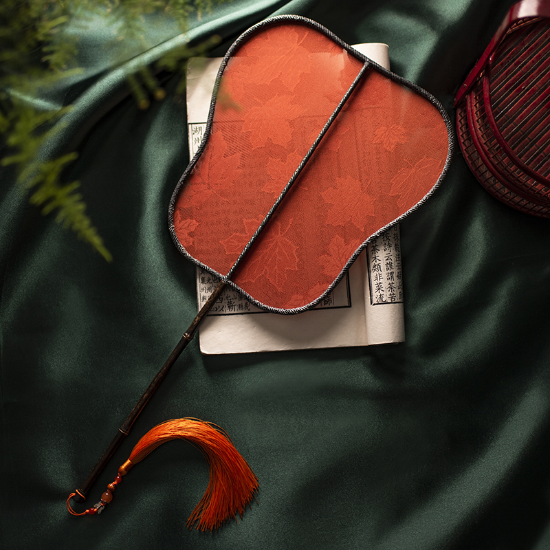 苏州手工花真丝花罗扇长柄宫扇唐宋旗袍汉服团扇古风轻罗小扇扇子