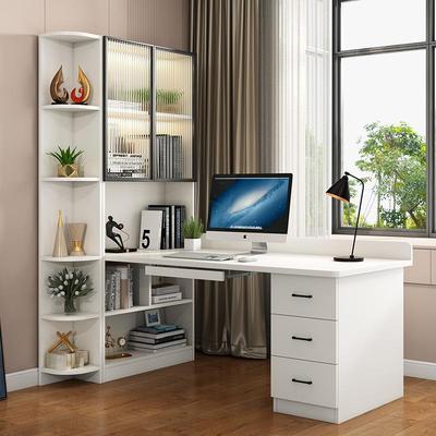 实木书桌书架一体学生书桌家用转角小户型书桌柜写字桌台式电脑桌