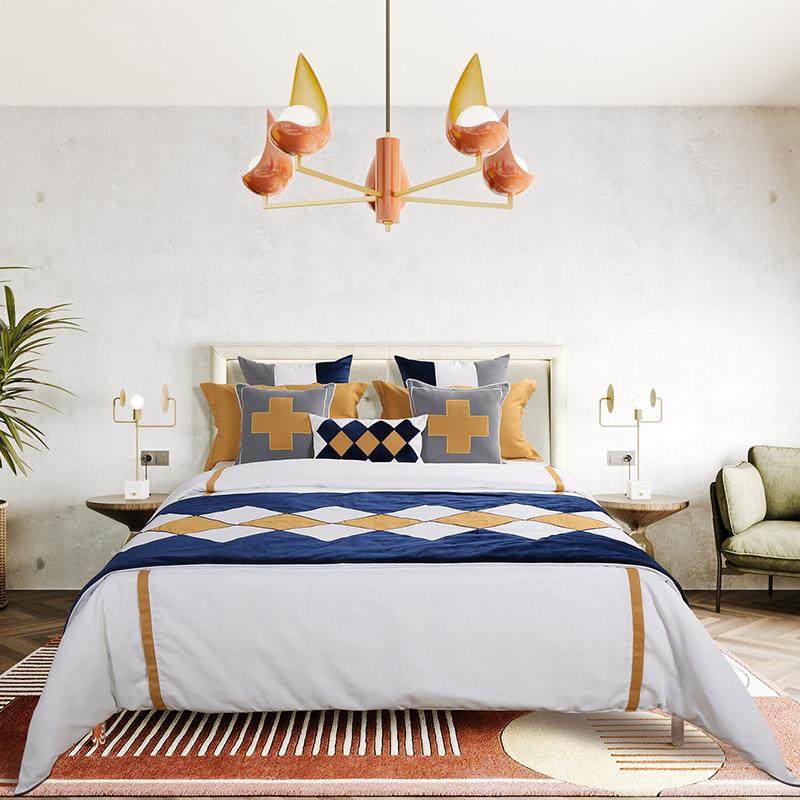 现代美式样板间青少年床品套件北欧卡通儿童男孩房床上用品多件套