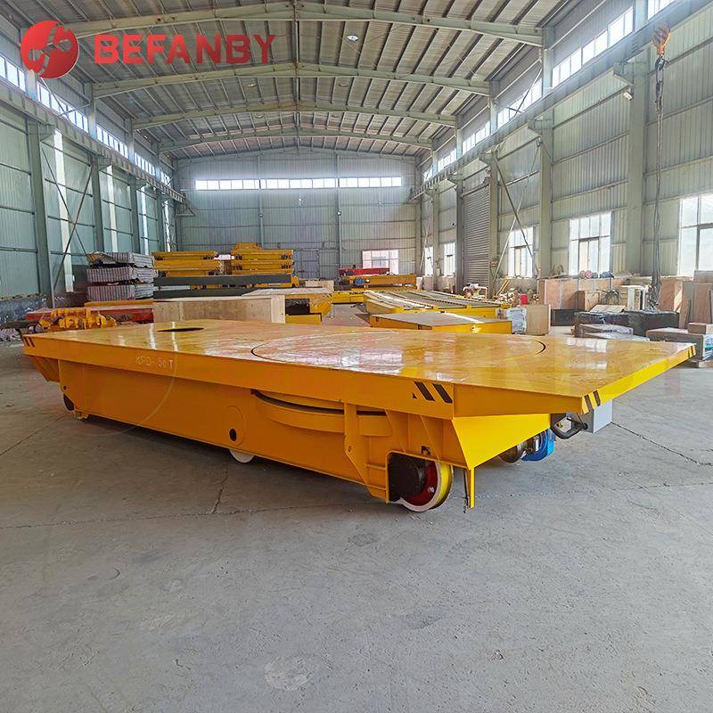 小型模具转运轨道供电电动平板车无线遥控导轨车车间运输摆渡平车