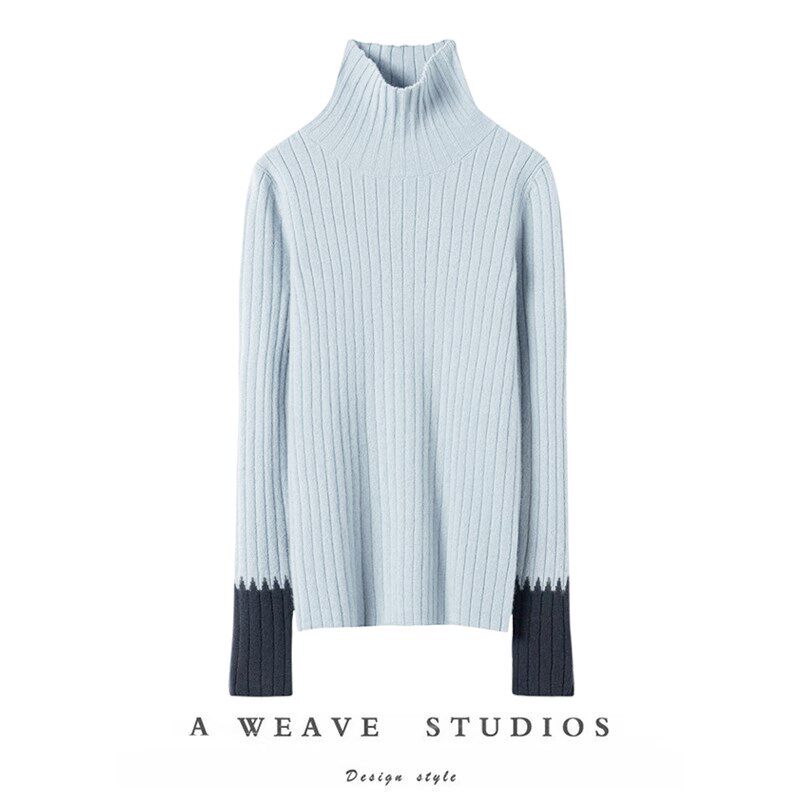 随身气质实穿!喇叭袖高领羊绒衫女纯羊绒毛衣针织打底衫秋冬