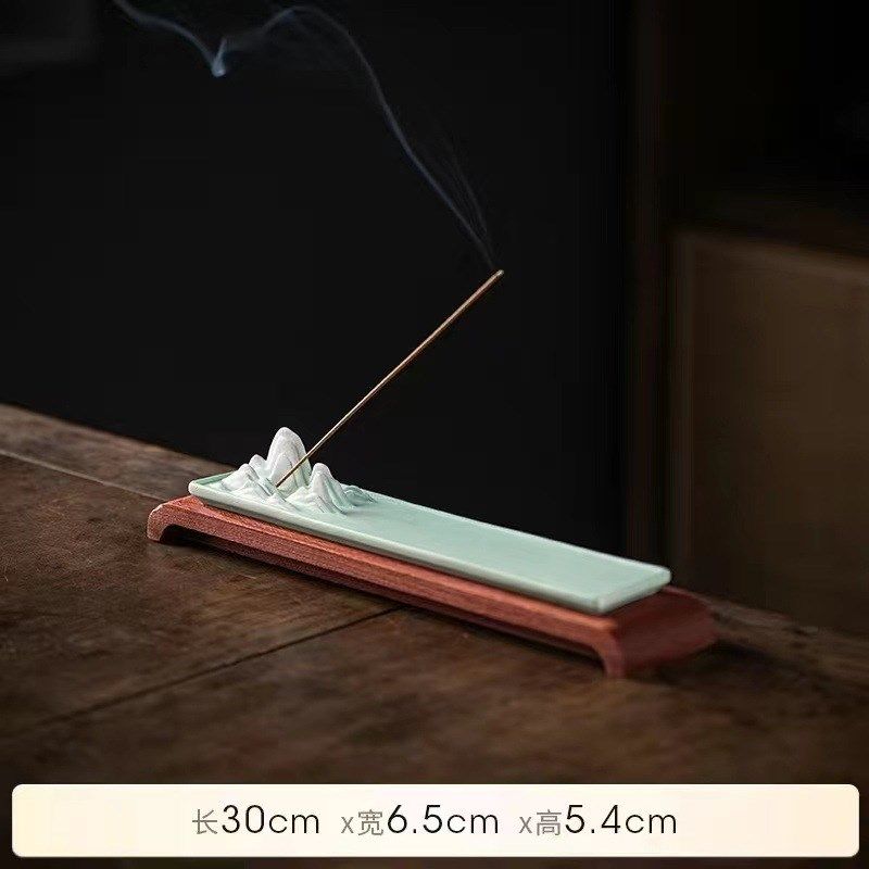 千里江山炉线香香插香炉家用室内卧香陶瓷木底座香座香薰摆件礼品,家居饰品,香托/香盘/香座/香插,淘宝优惠券,粉丝福利购,淘宝优惠卷