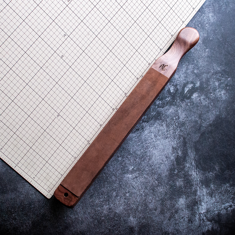 黑胡桃木特大超大号荡刀板真牛皮研磨去毛刺大刀厨刀菜刀打磨工具