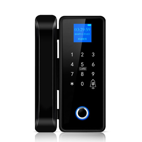 免开孔双门智能电子密码锁办公室玻璃门指纹锁单开门禁锁免布线锁