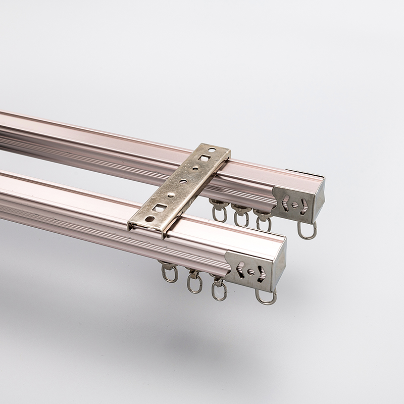 铝合金窗帘轨道滑轨导轨滑轮配件窗帘杆滑道双轨道侧顶装跑道直轨