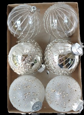 BG香槟色银色灰绿色创意线条耶诞球8厘米6CM耶诞树装饰耶诞挂件