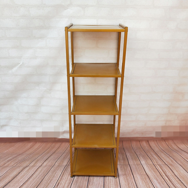 服装店鞋架展示架落地式陈列架金色女装店中岛货架包包置物架多层