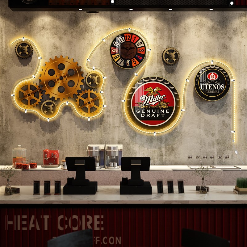 酒吧墙面装饰画工业风创意烧烤店壁画餐饮店包厢清吧背景墙挂画图片