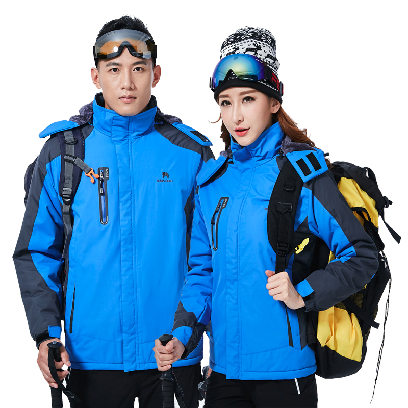 户外冬季冲锋衣男女潮牌加绒加厚棉衣大码防水透气外套保暖登山服