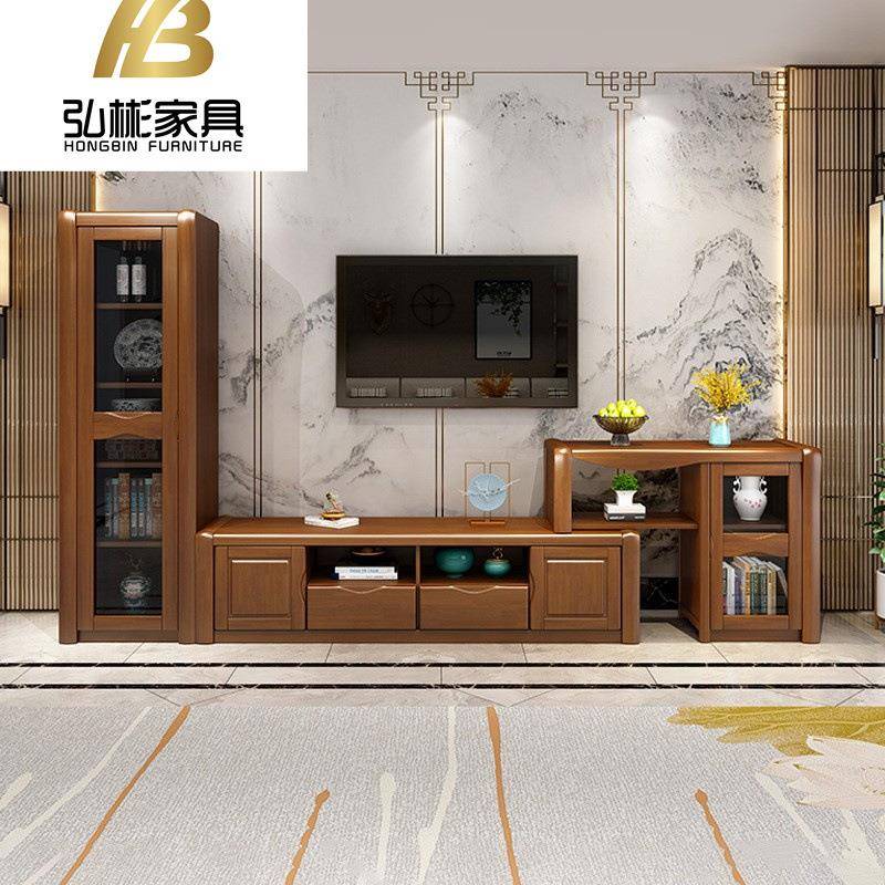 新中式实木电视柜组合储物原木现代简代客厅橡胶木视听柜家具套装