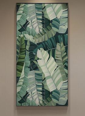 现代抽象芭蕉叶高级感绿色挂画入户玄关正对门装饰画寓意好走廊画