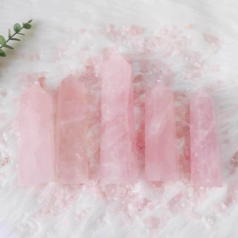 弘晶远水晶天然粉水晶柱粉晶大柱子芙蓉石水晶柱单尖柱六棱柱