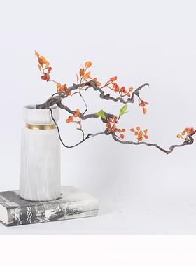 现代轻奢风龙枣树干花红色浆果子客厅茶几桌面洽谈室软装饰品摆件