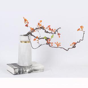 现代轻奢风龙枣树干花红色浆果子客厅茶几桌面洽谈室软装饰品摆件