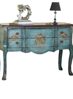 至高美1.2米美式蓝色玄关柜客厅桌门厅隔断柜高档古典装饰柜