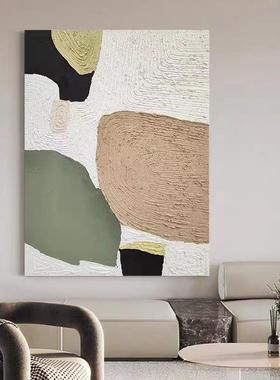 纯手绘高级灰色块装饰画现代简约客厅玄关落地挂画肌理抽象油画