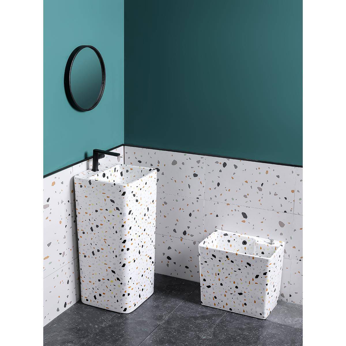 cs陶瓷拖把池卫生间大小号方形家用墩布池北欧阳台户外洗地托盆水