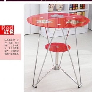 简约现代小茶几圆形钢化玻璃桌子办公接待洽谈桌时尚休闲咖啡台子