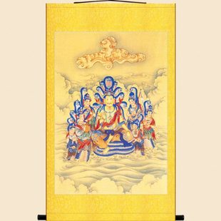 明清复古版 天龙八部龙众画像 那伽龙神像画绢布卷轴挂画装饰画