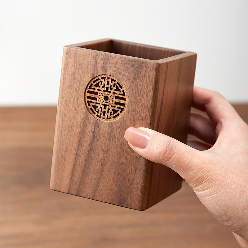 梵瀚 实木笔筒收纳盒办公室桌面文具收纳定制高颜值创意笔桶摆件