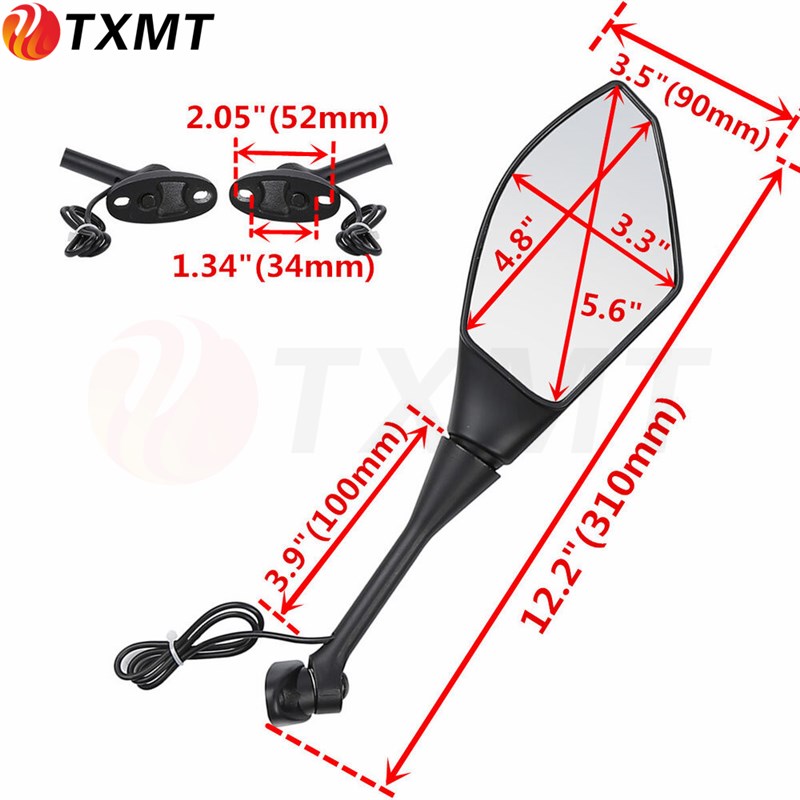 适用本田CBR600RR CBR1000RR 摩托车改装LED后视镜反光镜倒车镜