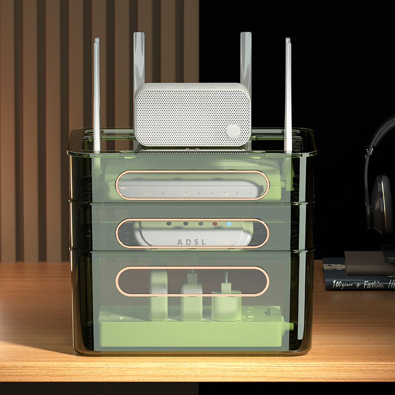 wifi无线路由器收纳盒放置架光猫插线板插排电线机顶盒收纳置物架