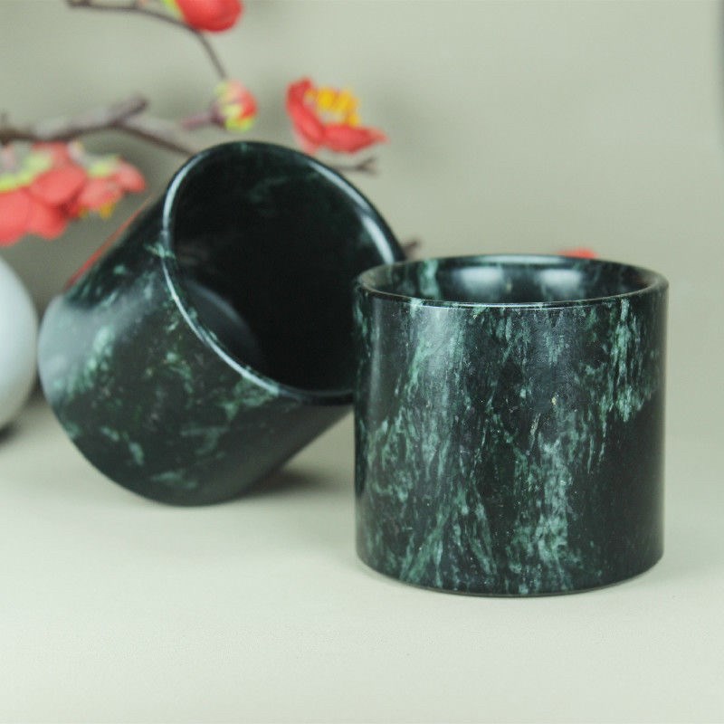 天然藏玉药王石直筒玉茶杯强磁健康长寿茶具客厅摆件蛇纹石玉杯子
