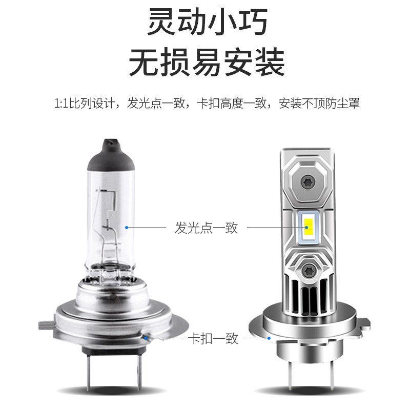 适用于雅马哈R1/R3/R6 摩托车改装LED前大灯远近光高亮聚光灯泡H7