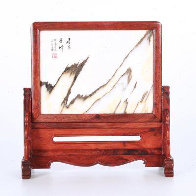 实木办公桌红木桌面中国特色台式屏风摆件工艺品装饰品仿古小屏风