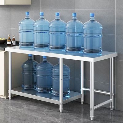 加厚304双层不锈钢工作台饭店厨房操作台灶台架三层专用煤气罐架2