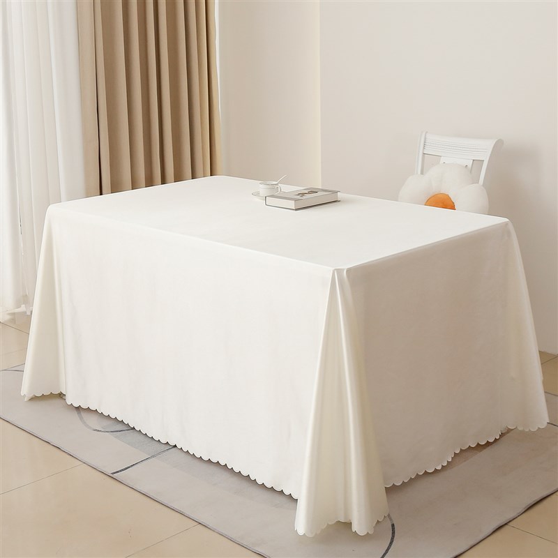 白色桌布轻奢高级感会议沙龙酒店宴会西餐厅长方形T甜品台纯色台