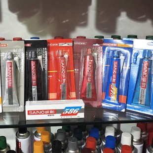 三和586密封胶 耐高温汽车发动机维修黑旋封机械硅酮胶黑胶免垫片