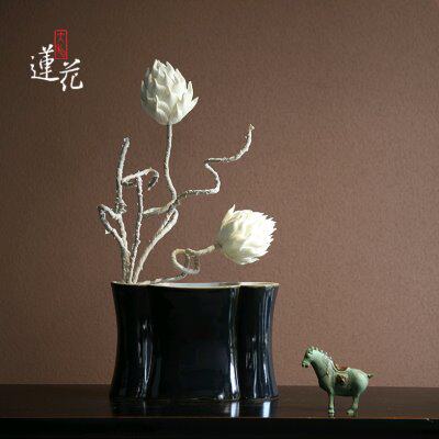 大相莲花 海棠花器新中式陶瓷花盆 家居酒店餐厅办公软装配饰摆件