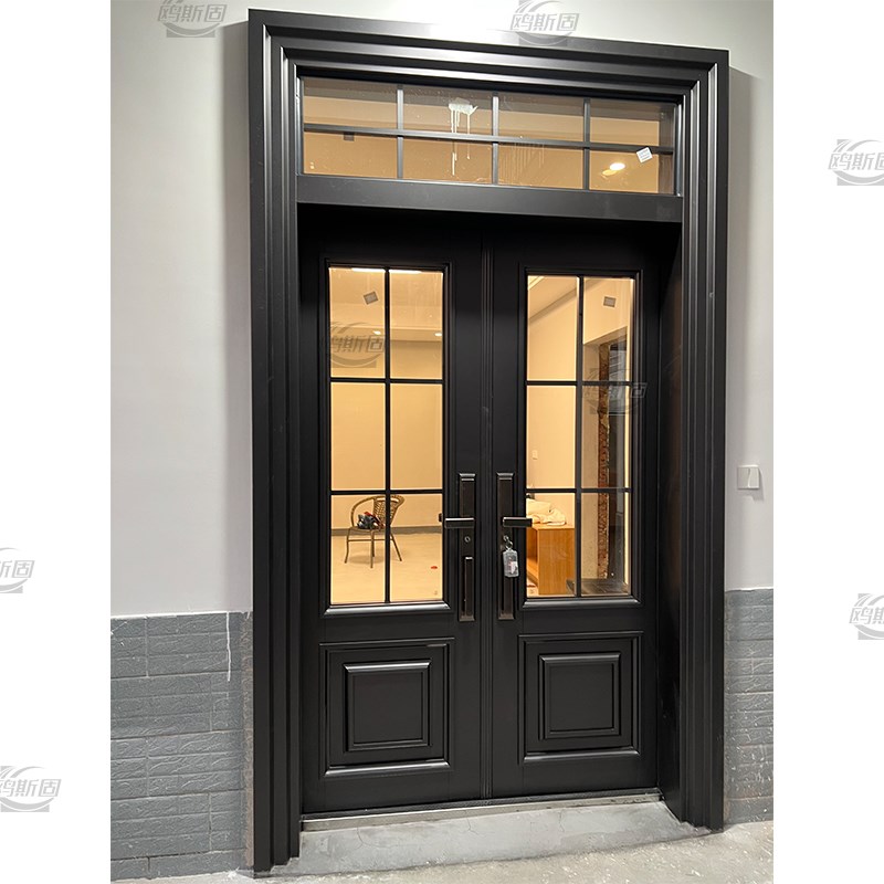 玻璃门锌合金别墅大门双开门农村自建房四开入户门堂屋客厅进户门