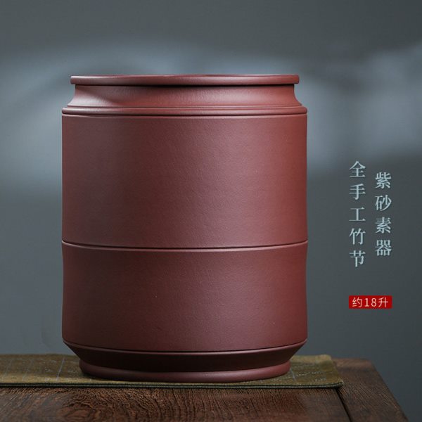 宜兴全手工竹节紫砂茶水缸储水罐家用过滤直饮抽水净水缸茶水桶
