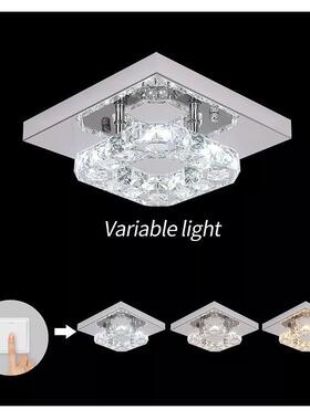过道灯简约现代走廊玄关灯方形通道阳台LED吸顶水晶灯具