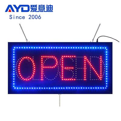欧美热销LED亚克力广告牌OPEN/CLOSE双模式LEDSIGN指示灯牌