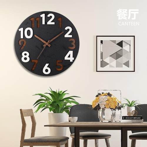 现代简约装饰画带时钟静音创意挂钟客厅厨房挂画免打孔餐桌钟表