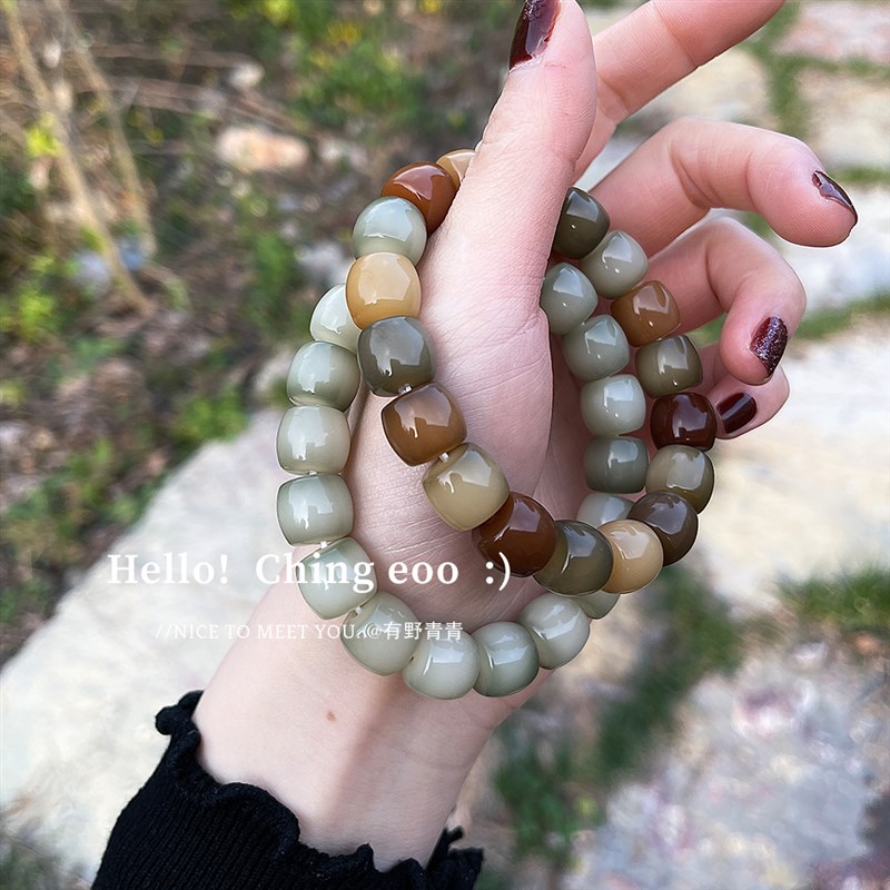 青青家 枯木逢春 原创菩提根桶珠直切手串单圈情侣文玩佛珠