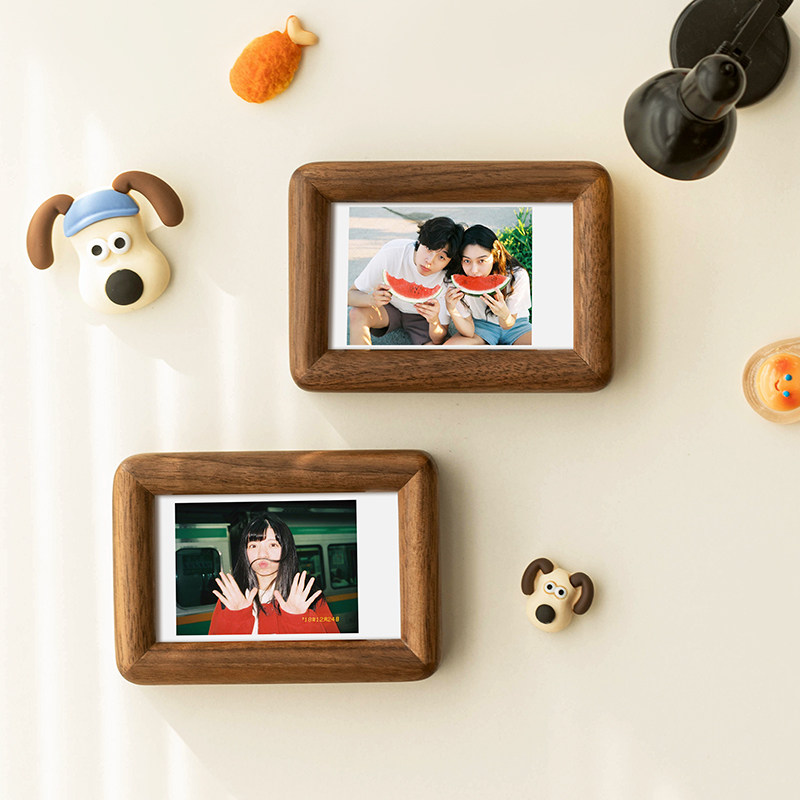 迷你3寸拍立得冰箱贴磁吸实木小相框摆台洗照片装裱画定制diy打印