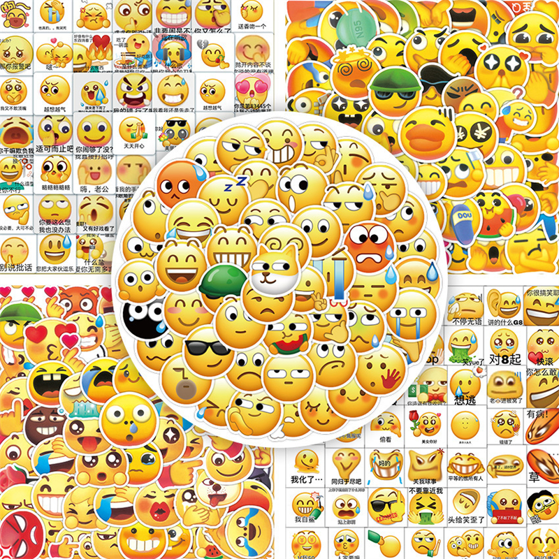 60张热卖网红搞笑小黄豆表情包聊天表情涂鸦贴纸装饰笔记本头盔冰
