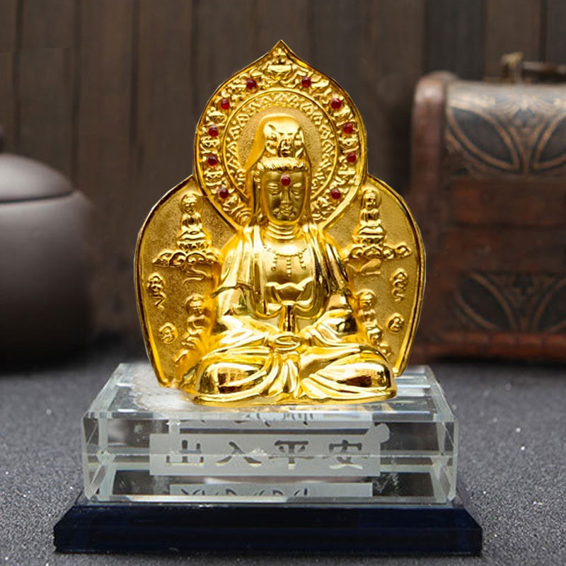 白水晶底合金千手观音佛像汽车香水座摆件 厂家直销可以定制logo