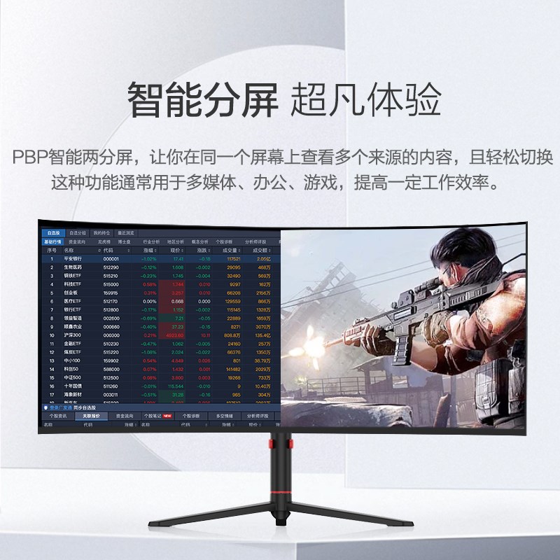 38寸4K 144HZ曲面21:9带鱼屏IPS电竞设计炒股台式电脑显示器34寸