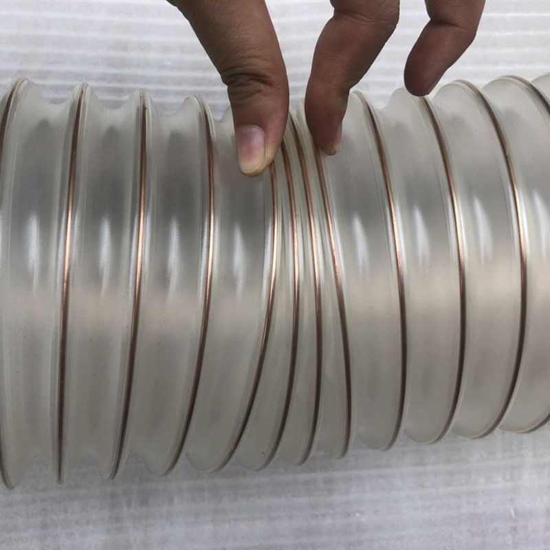 PU耐高压镀铜钢丝木工吸尘软管透明可伸缩雕刻机工业风管除尘管